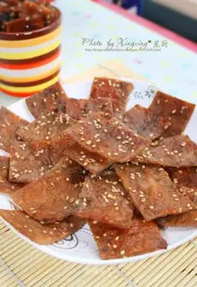 Pork jerky with honey sauce
