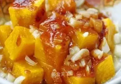 Microwave pumpkin in oyster sauce