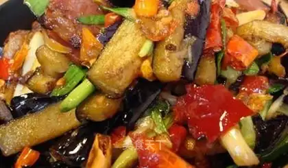 Steamed eggplant with cured meat