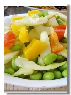 stir-fried edamame with rice bamboo
