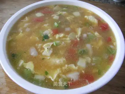 Egg, vegetable and mushroom soup