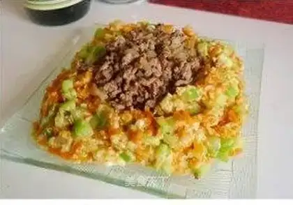 Zucchini, minced meat, tofu