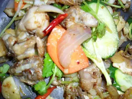 Dry stir-fried bullfrog