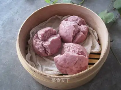 Purple sweet potato blooming steamed buns