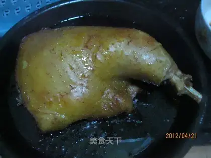 Poached egg style roasted chicken leg