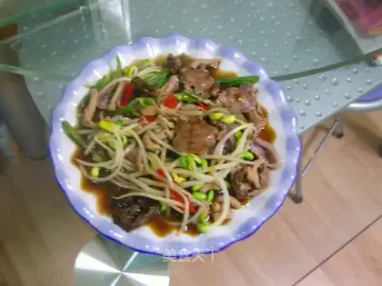 Colorful fried duck offal
