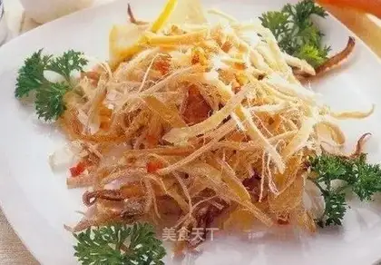 Hand-shredded squid