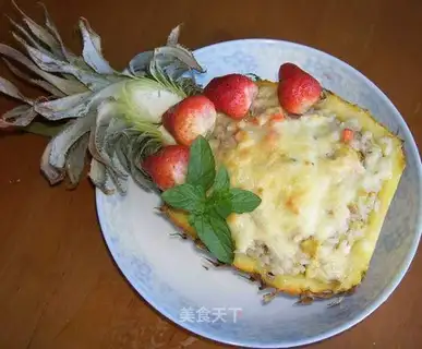 grilled rice with cheese and pineapple