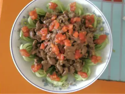 stir-fried beef with patterns
