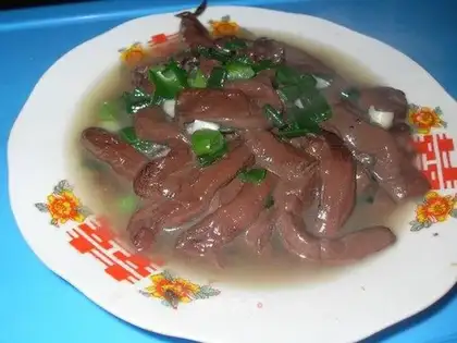 stir-fried pig's blood with garlic