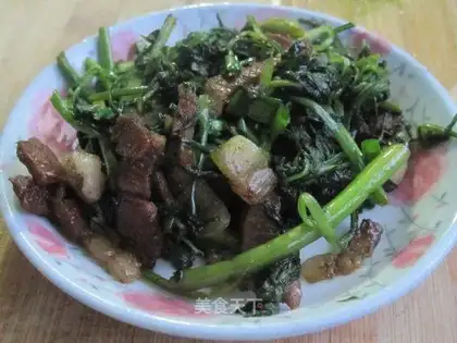 stir-fried shredded pork with willow sprouts