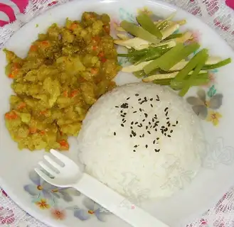 Curry potato and pork rice