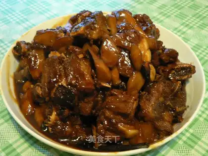 Braised abalone mushroom and sugar steak