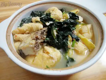 Boiled fish with perilla tofu