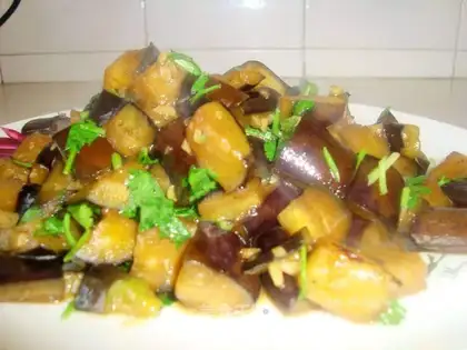 Home-cooked eggplant