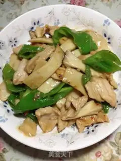 Make Fried pork slices with green pepper and mushroom step 8
