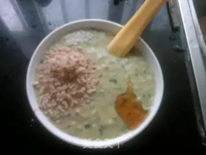 Make Pig liver, green vegetables and egg yolk paste step 7