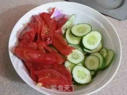 Make Scrambled eggs with tomato and cucumber step 0