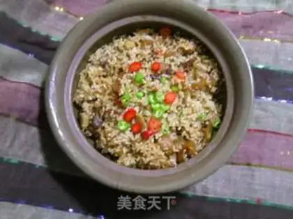 Make Aromatic pork abalone and mushroom rice step 7