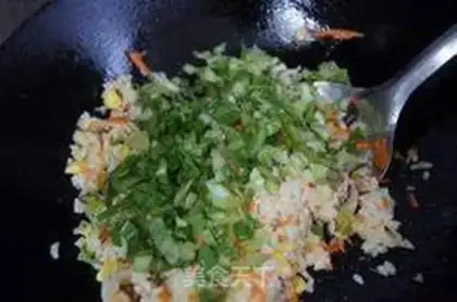 Make Fried rice with carrot and green vegetables step 5