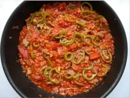 Make Green pepper tomato beef pasta step 7
