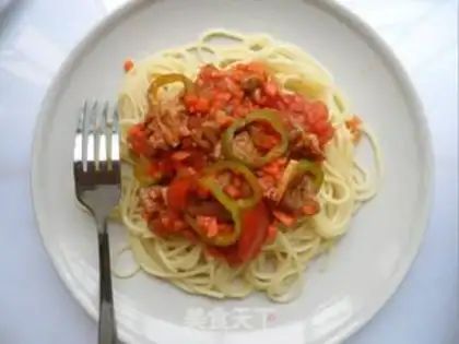 Make Green pepper tomato beef pasta step 8
