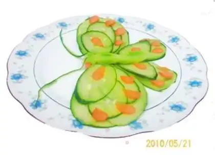 Make Sweet and sour cucumber flower butterfly step 15