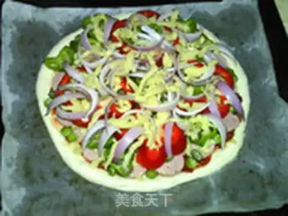 Make Pizza with ham, bacon and vegetables step 25