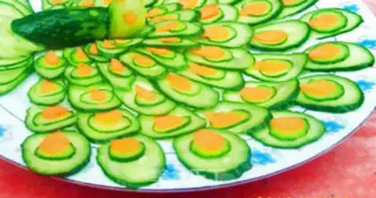 Make Sweet and sour cucumber green peacock step 5