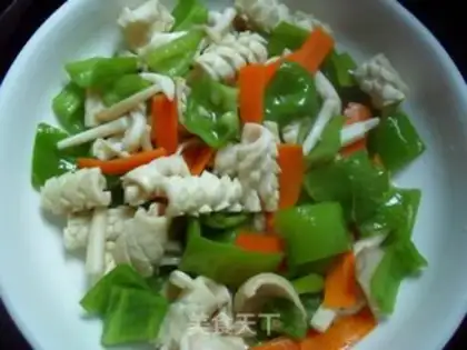 Make Squid with green pepper step 7