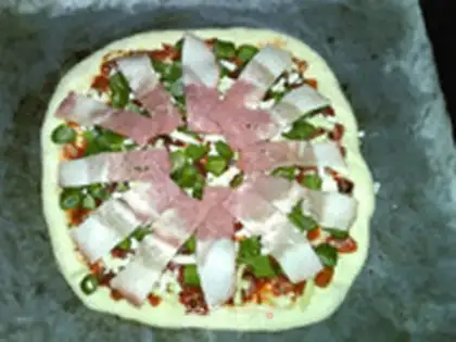 Make bacon and vegetables pizza step 12