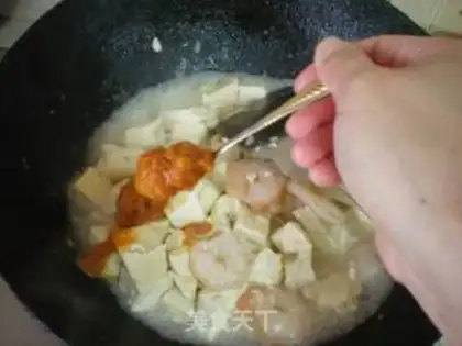 Make Crab roe shrimp tofu step 6