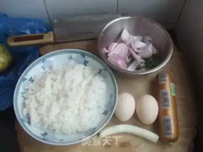 Make Sausage, eggs, rice. step 0