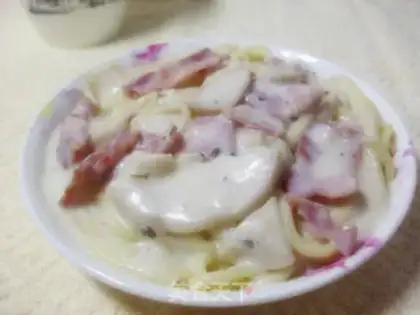Make pasta with cheese and bacon step 17