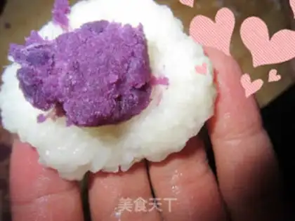 Make glutinous rice purple potato balls step 7