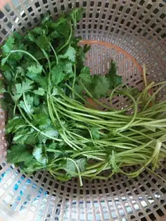 Make Beef mixed with cilantro step 1