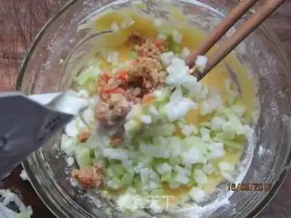 Make Egg gourd meat paste cake step 5