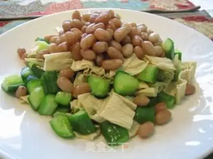 Make Green bamboo and cucumber mixed with peanuts step 13