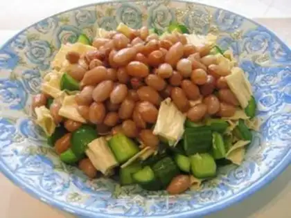 Make Green bamboo and cucumber mixed with peanuts step 14
