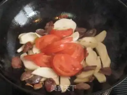 Make Sausage with tomato and apricot mushroom step 4