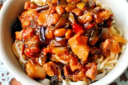 Make Eggplant noodles with diced pork step 17