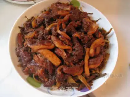 Make Steamed pork with dried plum vegetables and flour step 5