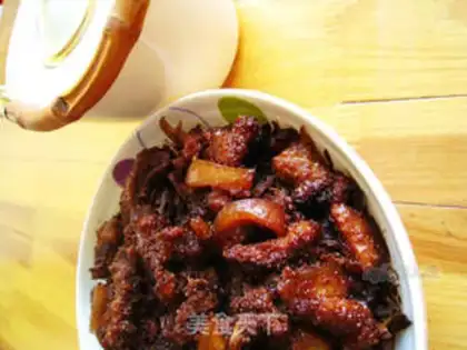 Make Steamed pork with dried plum vegetables and flour step 7