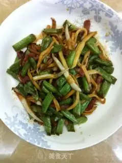 Make Green beans, rice bamboo and bacon step 3
