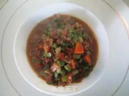 Make Spaghetti with long bean sauce step 4