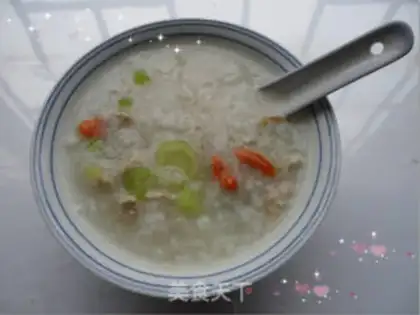 Make Congee with minced pork and cabbage step 4