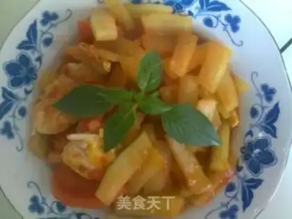 Make Scrambled eggs with melon skin and tomato step 7