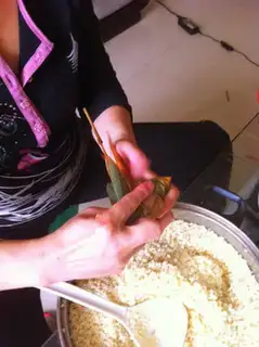 Make Egg yolk fresh meat rice dumplings step 10