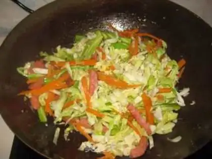 Make Fried rice with mixed vegetables and sausage step 6