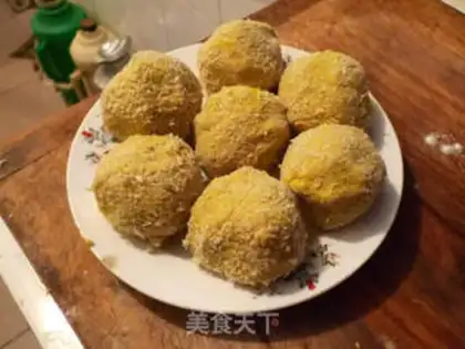 Make Sweet potato bean paste glutinous rice balls step 8